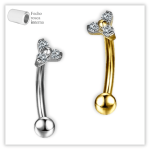 Piercing Íntimo / Rook decorado Fecho Rosca interna Titânio F136