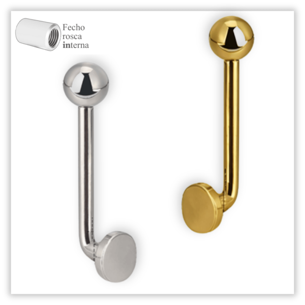 Piercing Íntimo / Rook decorado Fecho Rosca interna Titânio F136