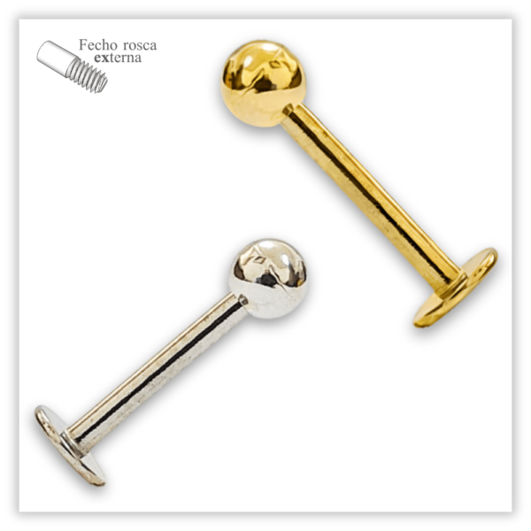 Piercing Labret básico Fecho Rosca externa Aço 316L