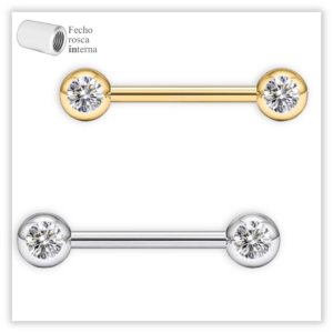 Piercing Mamilo Decorado Fecho Rosca interna Titânio F136