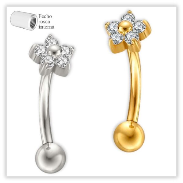 Piercing Íntimo / Rook decorado Fecho Rosca interna Titânio F136