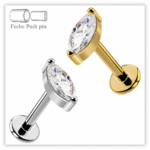 Piercing Reto Decorado Fecho Plug (push pin) Titânio F136