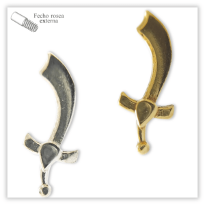 Piercing Reto Decorado Fecho Rosca externa Prata 925