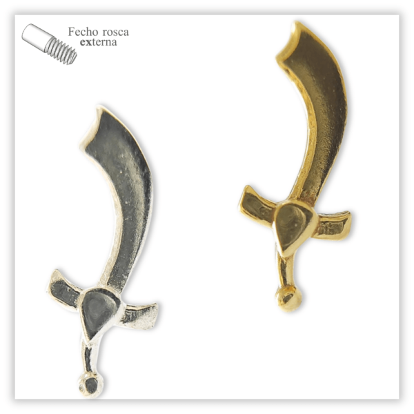 Piercing Reto Decorado Fecho Rosca externa Prata 925