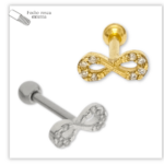 Piercing Reto Decorado Fecho Rosca externa Prata 925