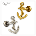 Piercing Reto Decorado Fecho Rosca externa Prata 925
