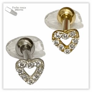 Piercing Reto Decorado Fecho Rosca externa Prata 925