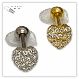 Piercing Reto Decorado Fecho Rosca externa Prata 925