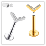 Piercing Reto Decorado Fecho Rosca interna Aço 316L