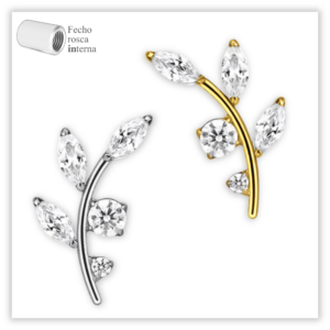 Piercing Reto Decorado Fecho Rosca interna Aço 316L