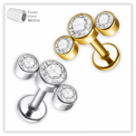 Piercing Reto Decorado Fecho Rosca interna Aço 316L