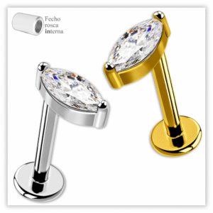Piercing Reto Decorado Fecho Rosca interna Aço 316L