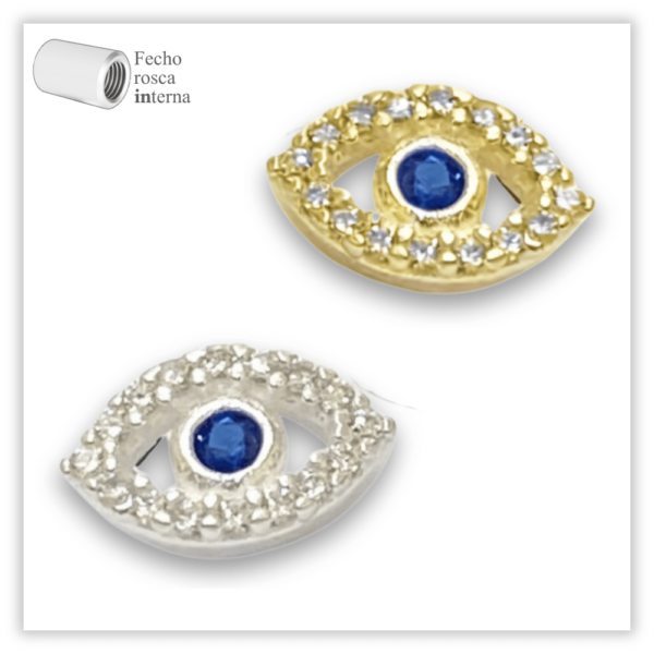 Piercing Reto Decorado Fecho Rosca interna Prata 925