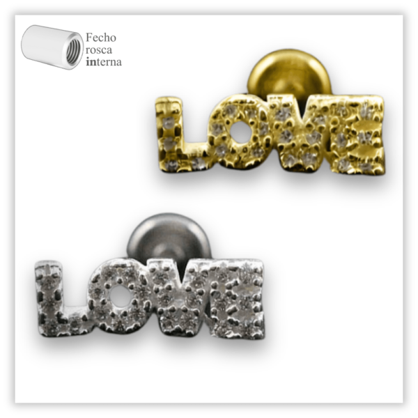 Piercing Reto Decorado Fecho Rosca interna Prata 925
