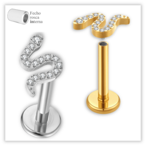 Piercing Reto Decorado Fecho Rosca interna Titânio F136