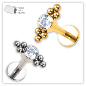 Piercing Reto Decorado Fecho Rosca interna Titânio F136