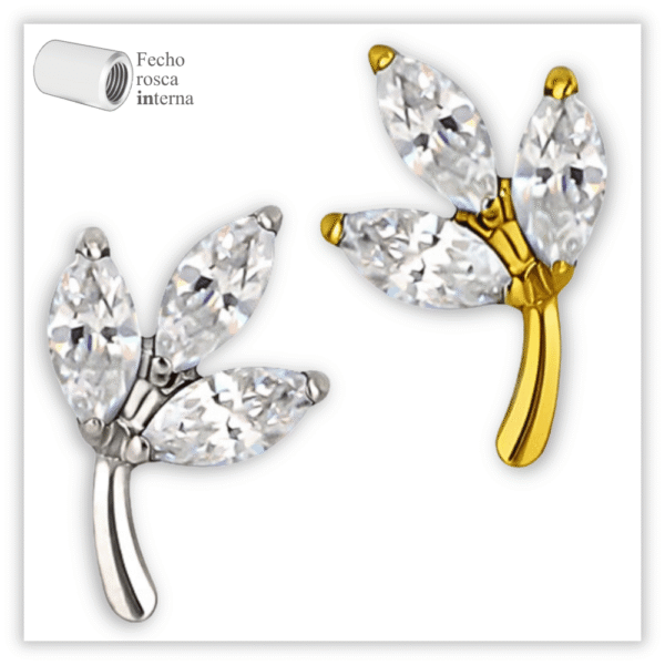 Piercing Reto Decorado Fecho Rosca interna Titânio F136