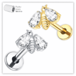 Piercing Reto Decorado Fecho Rosca interna Titânio F136
