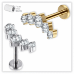 Piercing Reto Decorado Fecho Rosca interna Titânio F136