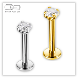 Piercing Reto Ponto de luz Fecho Plug (push pin) Aço 316L