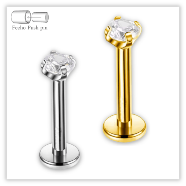 Piercing Reto Ponto de luz Fecho Plug (push pin) Aço 316L