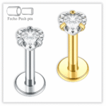 Piercing Reto Ponto de luz Fecho Plug (push pin) Titânio F136
