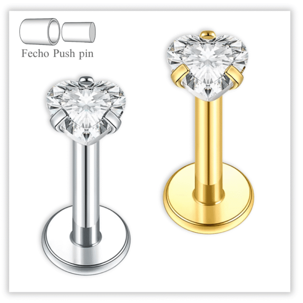 Piercing Reto Ponto de luz Fecho Plug (push pin) Titânio F136