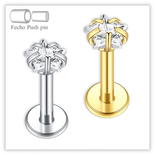Piercing Reto Ponto de luz Fecho Plug (push pin) Titânio F136