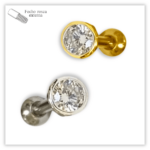 Piercing Reto Ponto de luz Fecho Rosca externa Prata 925