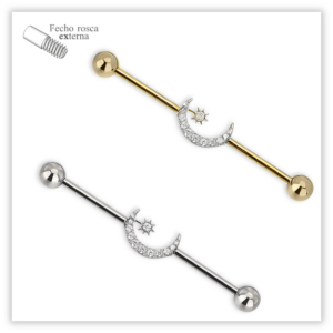 Piercing Transversal decorado Fecho Rosca externa Titânio F136