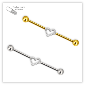 Piercing Transversal decorado Fecho Rosca externa Titânio F136