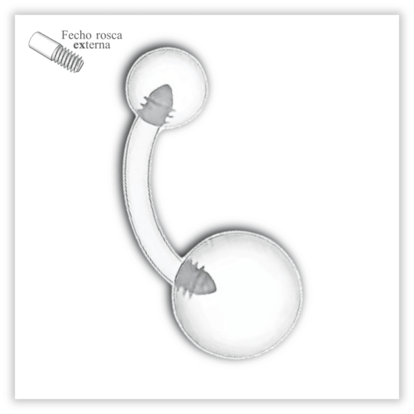 Piercing Umbigo básico Fecho Rosca externa Bioflex