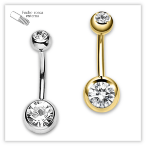 Piercing Umbigo básico Fecho Rosca externa Titânio F136