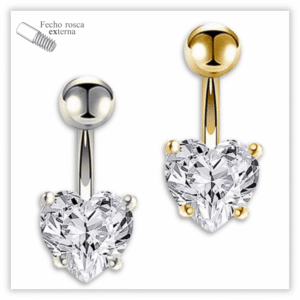 Piercing Umbigo decorado Fecho Rosca externa Aço 316L