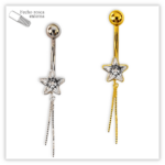 Piercing Umbigo decorado Fecho Rosca externa Prata 925