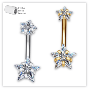 Piercing Umbigo decorado Fecho Rosca interna Aço 316L