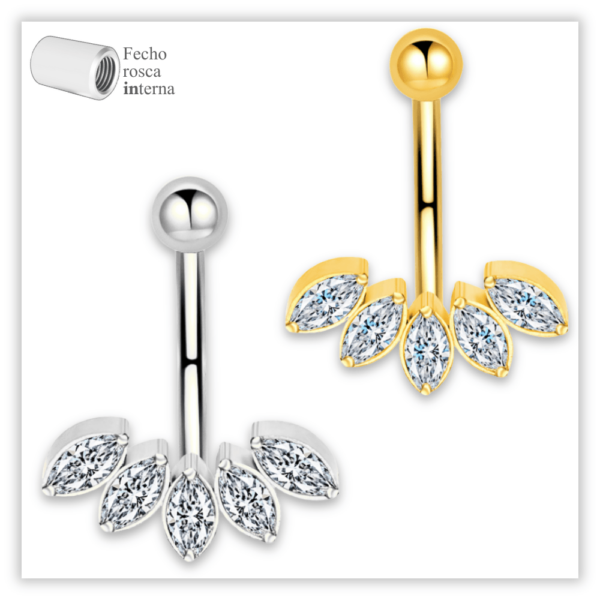 Piercing Umbigo decorado Fecho Rosca interna Aço 316L