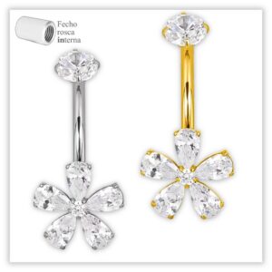 Piercing Umbigo decorado Fecho Rosca interna Titânio F136