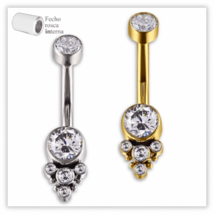 Piercing Umbigo decorado Fecho Rosca interna Titânio F136 