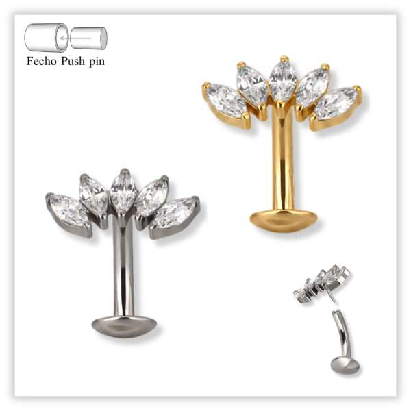 Piercing Umbigo decorado Fecho (plug) Push pin Titânio F136