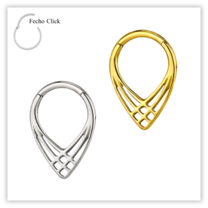 Piercing Argola Decorada Fecho Click Aço 316L