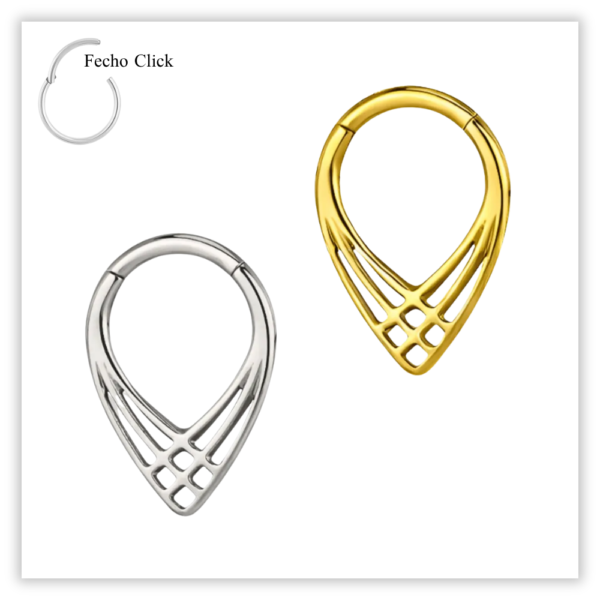 Piercing Argola Decorada Fecho Click Aço 316L