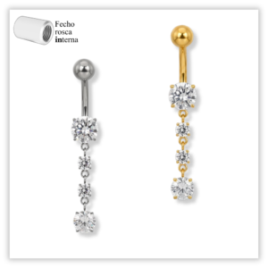 Piercing Umbigo decorado Fecho rosca interna Titânio F136