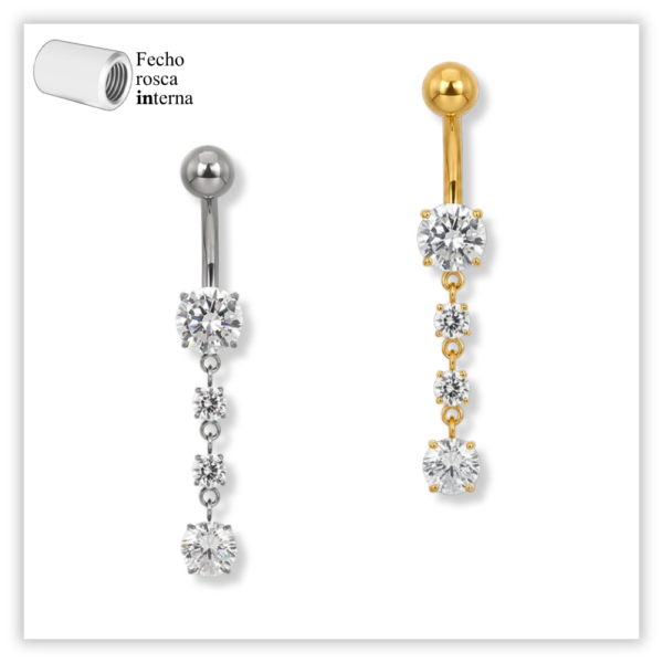 Piercing Umbigo decorado Fecho rosca interna Titânio F136