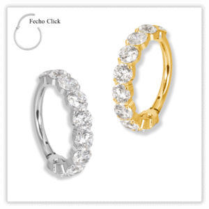 Piercing Argola Decorada Fecho Click Titânio F136