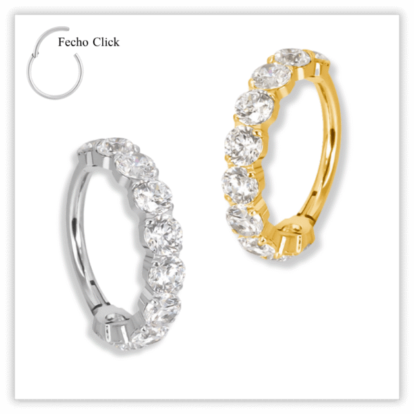 Piercing Argola Decorada Fecho Click Titânio F136