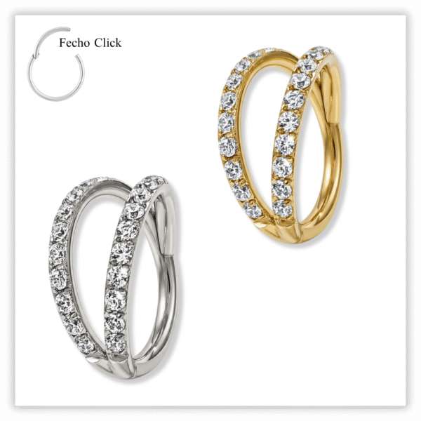 Piercing Argola Decorada Fecho Click Aço 316L