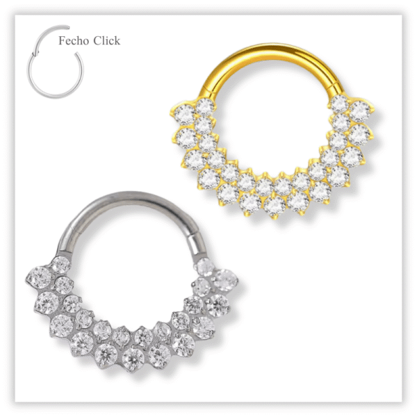 Piercing Argola Decorada Fecho Click Titânio F136