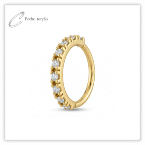 Piercing Argola Decorada Fecho Torção Ouro 18k