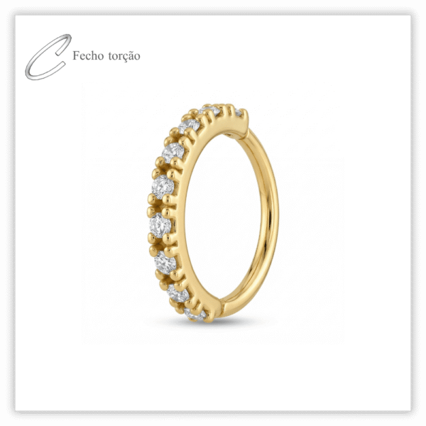 Piercing Argola Decorada Fecho Torção Ouro 18k